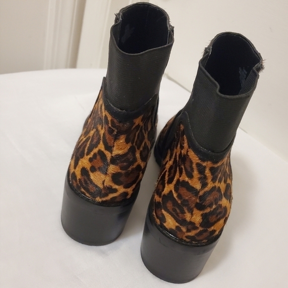 Crown Vintage Leopard Print Cow Hair Pullon Booties Size 9M - Picture 8 of 12